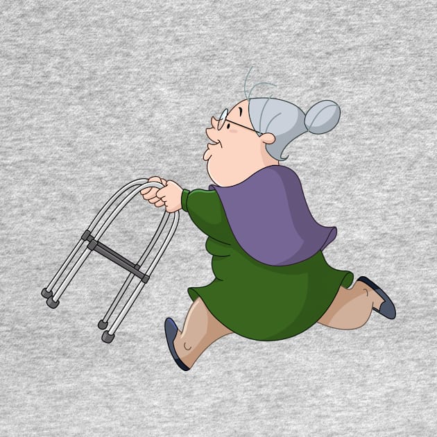 Old Woman Running with Walker by DigiToonsTreasures